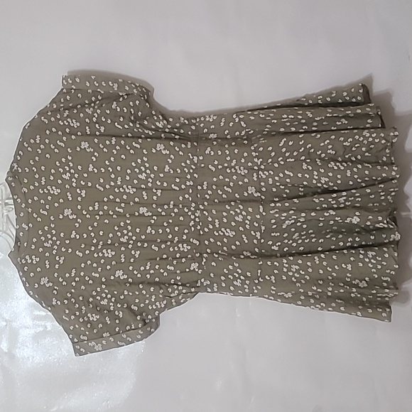 ENTRO‎ Women's Olive Green Short Sleeve Floral Mini Dress - Size L NEW WITH TAGS - Picture 6 of 11